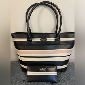 kate spade matching purse and wallet. Black white and pink.  Gently used.